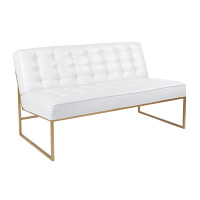 OSP Home Furnishings ATH52CG-W32 Anthony Loveseat in White Faux Leather with Coated Gold Base